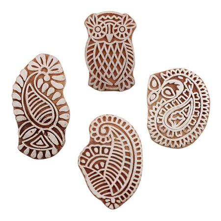 Set of 4 Piece New Mix Wooden Printing Blocks